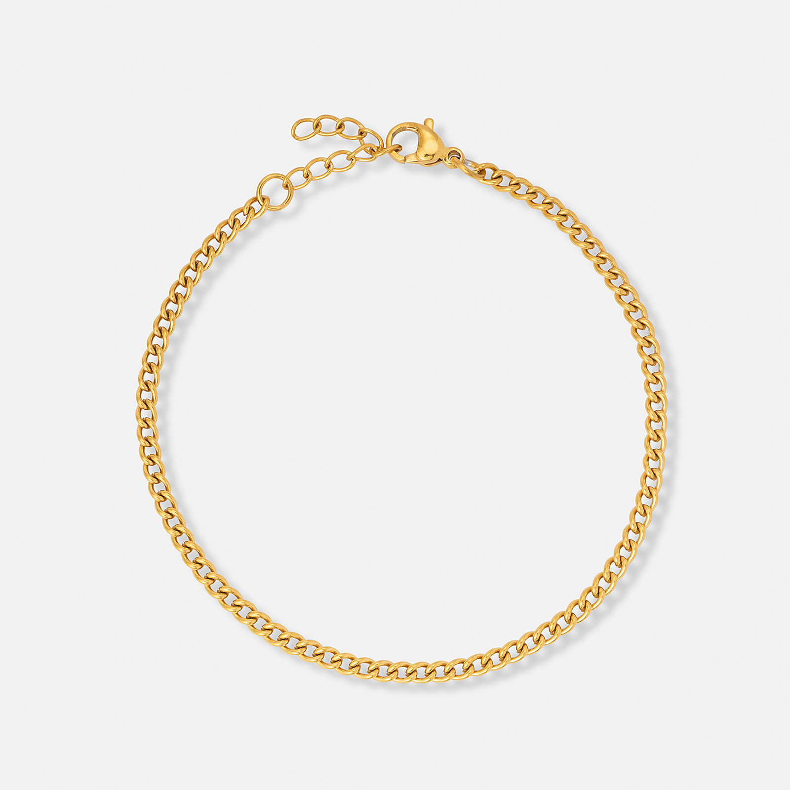 Guldpläterat stålarmband pansarlänk 3 mm