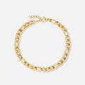 Guldfärgat stålarmband Figarolänk 5mm - 16+3cm