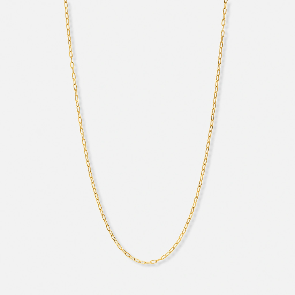 Guldpläterat stålhalsband Paperclip 2mm - 40+5cm