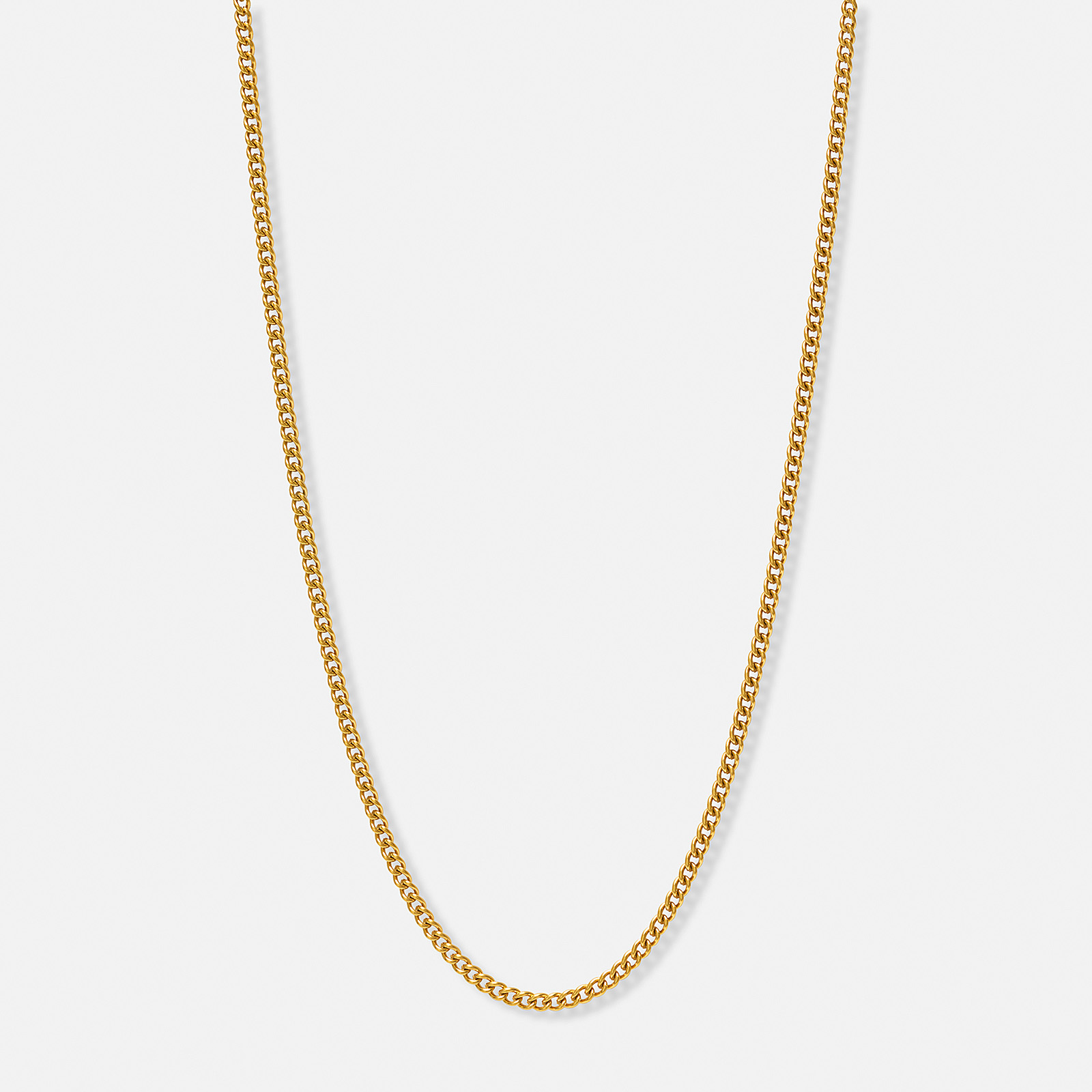 Guldpläterat stålhalsband pansarlänk 3mm - 50+5cm