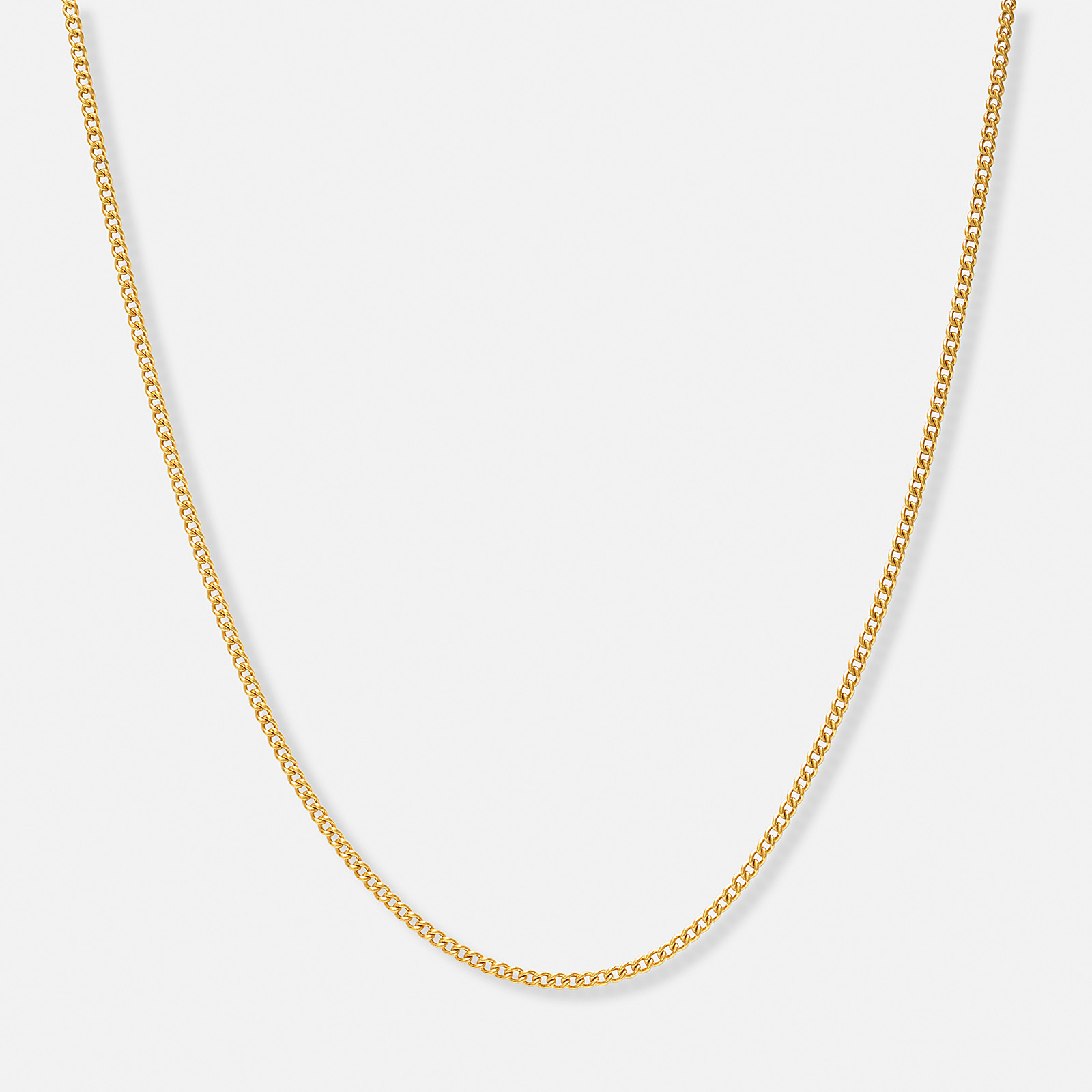 Guldpläterat stålhalsband pansarlänk 2mm