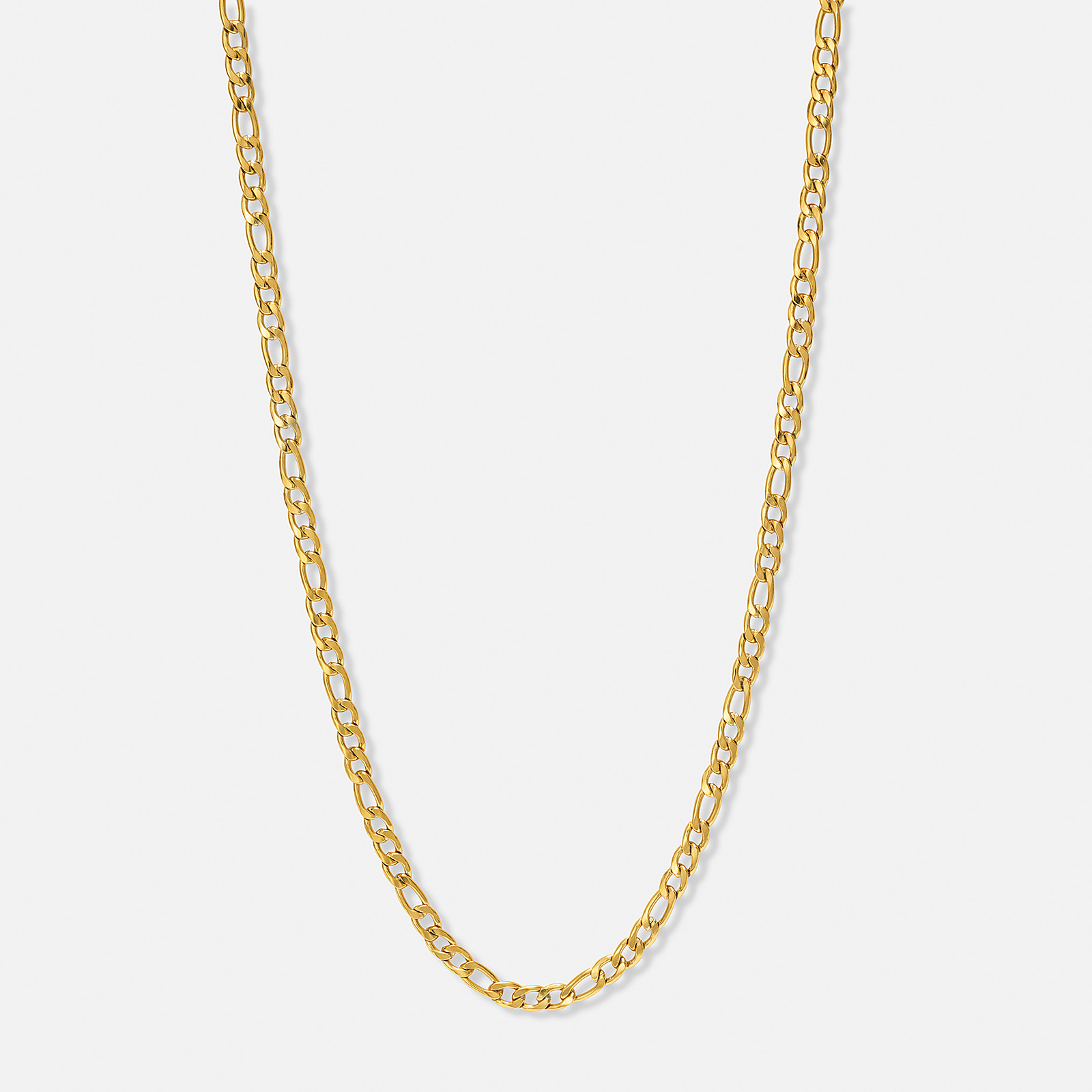 Guldpläterat stålhalsband figarolänk 5mm - 60+5cm
