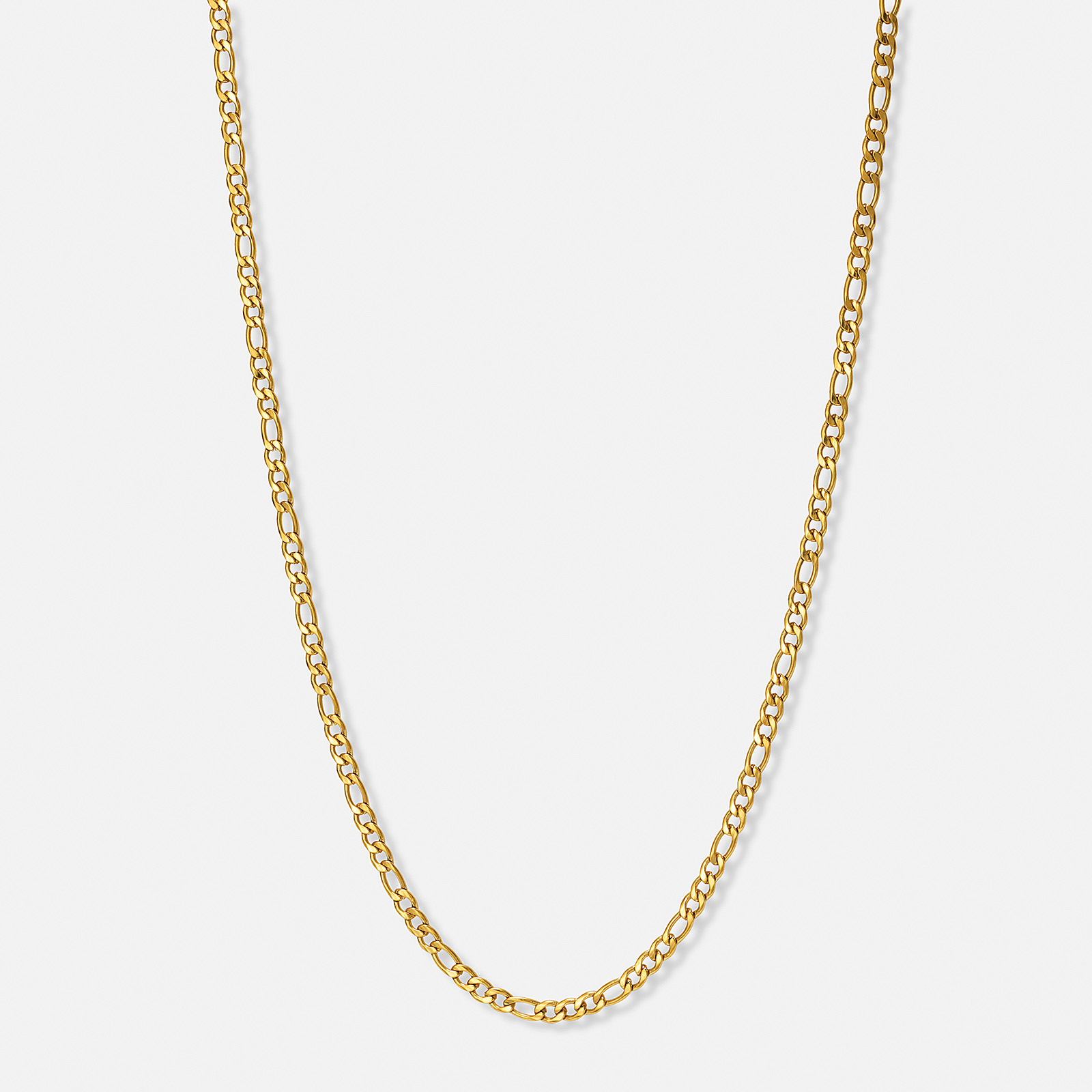 Guldpläterat stålhalsband figarolänk 4mm