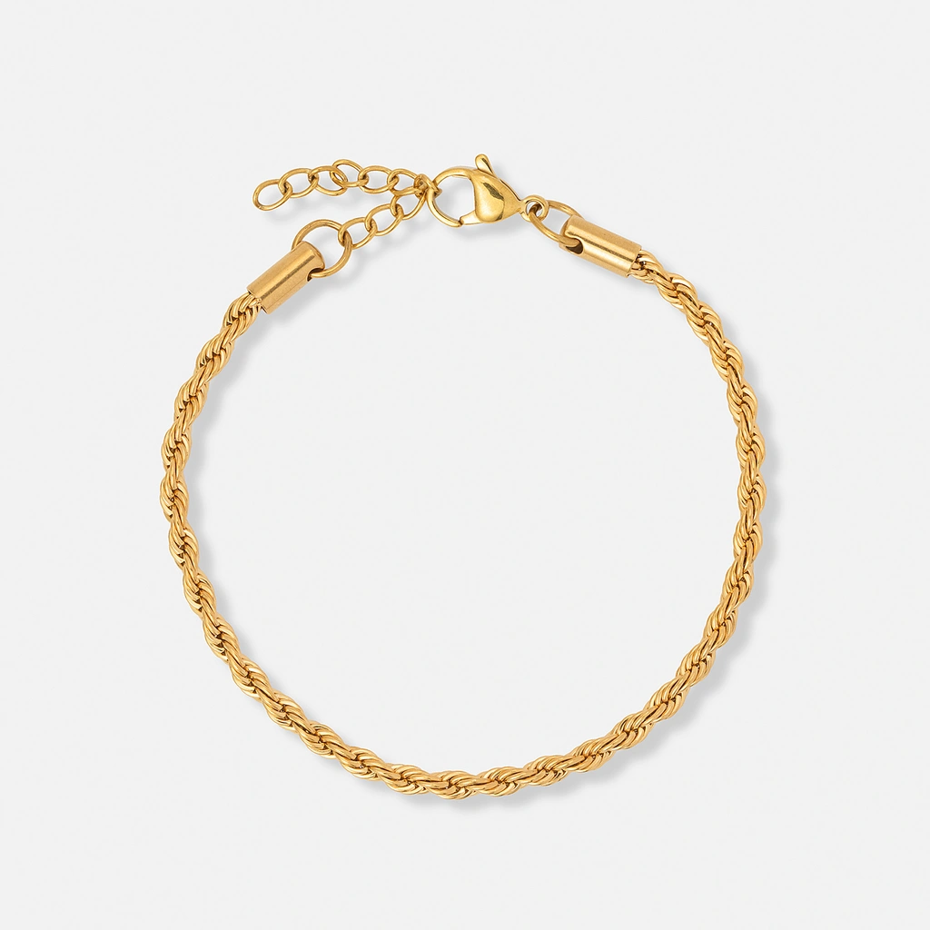 Guldpläterat stålarmband replänk 3 mm - 19+3cm