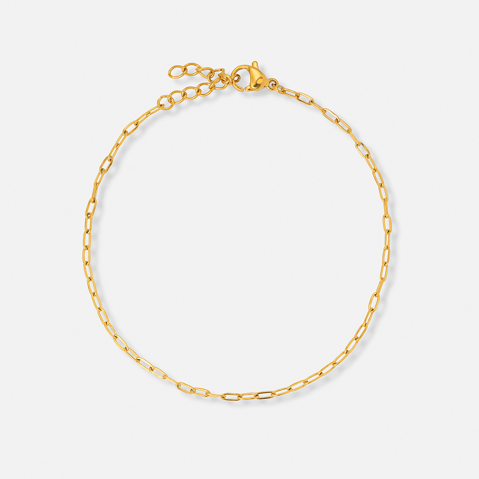 Guldpläterat stålarmband Paperclip 2 mm