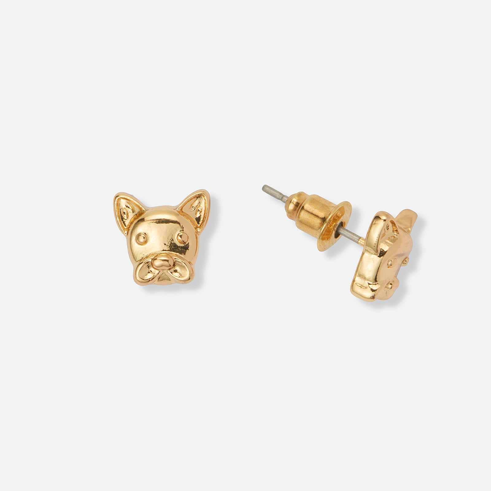 Guldfärgade örhängen, fransk bulldog - 8 mm