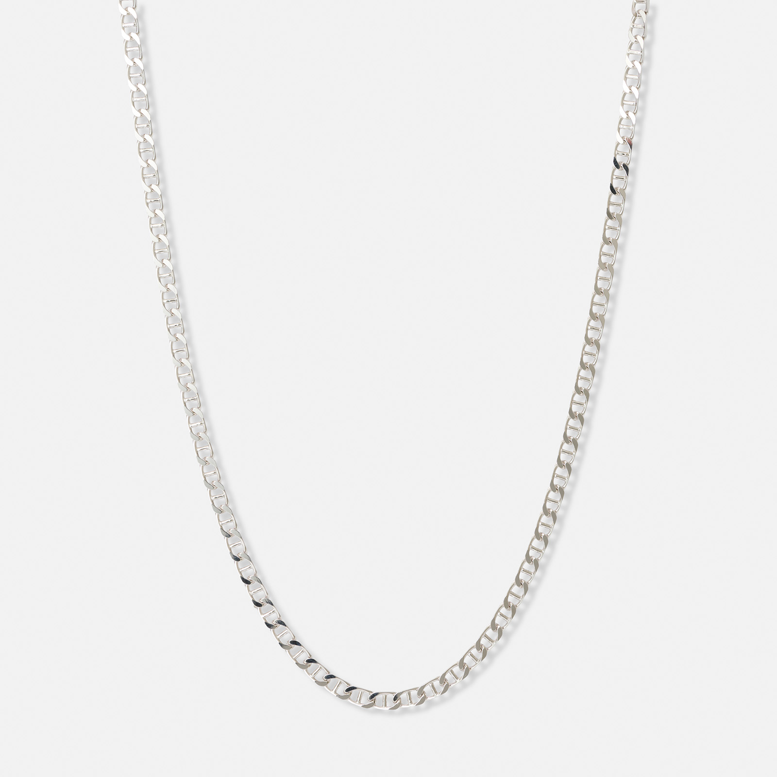 Halsband i silver herr, bean chain - 55 cm