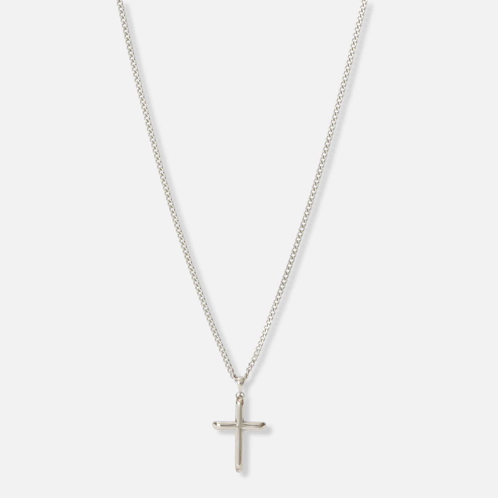Stålhalsband herr, pansarkedja med kors - 50+5 cm
