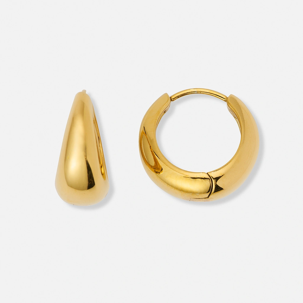 Guldpläterade stålörhängen docerade hoops - 17mm