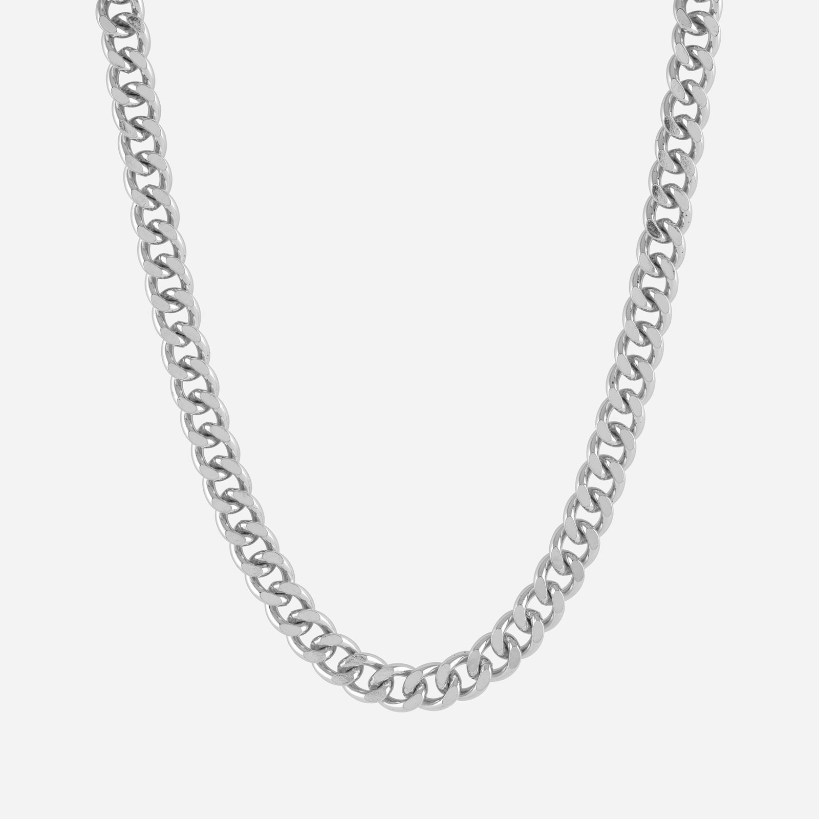 Silverfärgad pansarkedja 8mm bred - 42+7cm