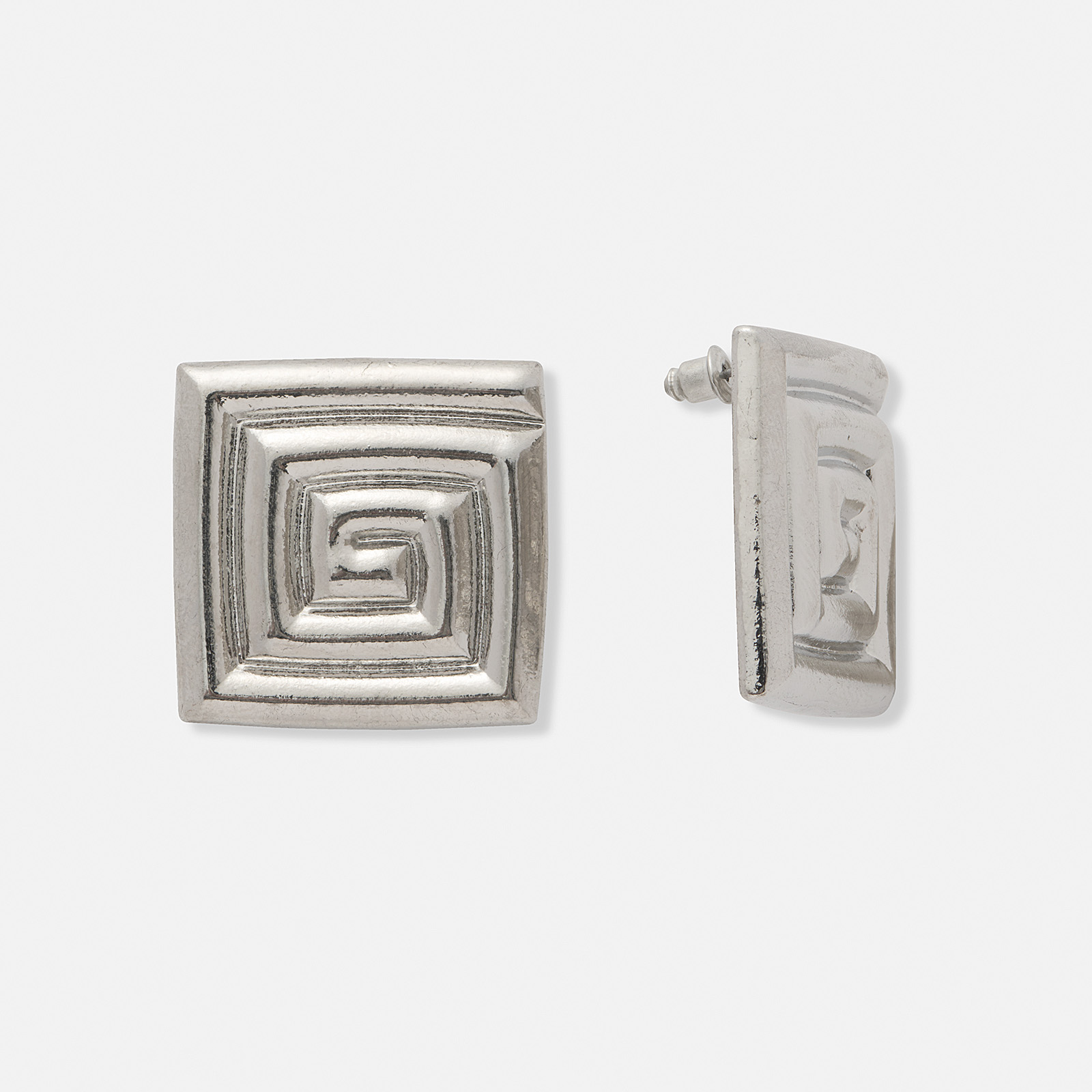 Silverfärgade örhängen, kvadratiska spiraler - 30 mm