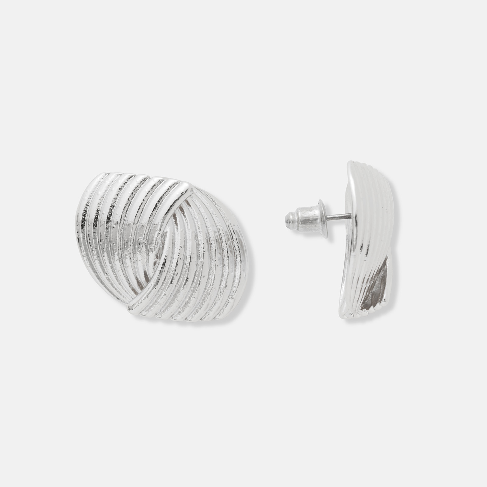 Silverfärgade örhängen, vågformer - 20x24 mm