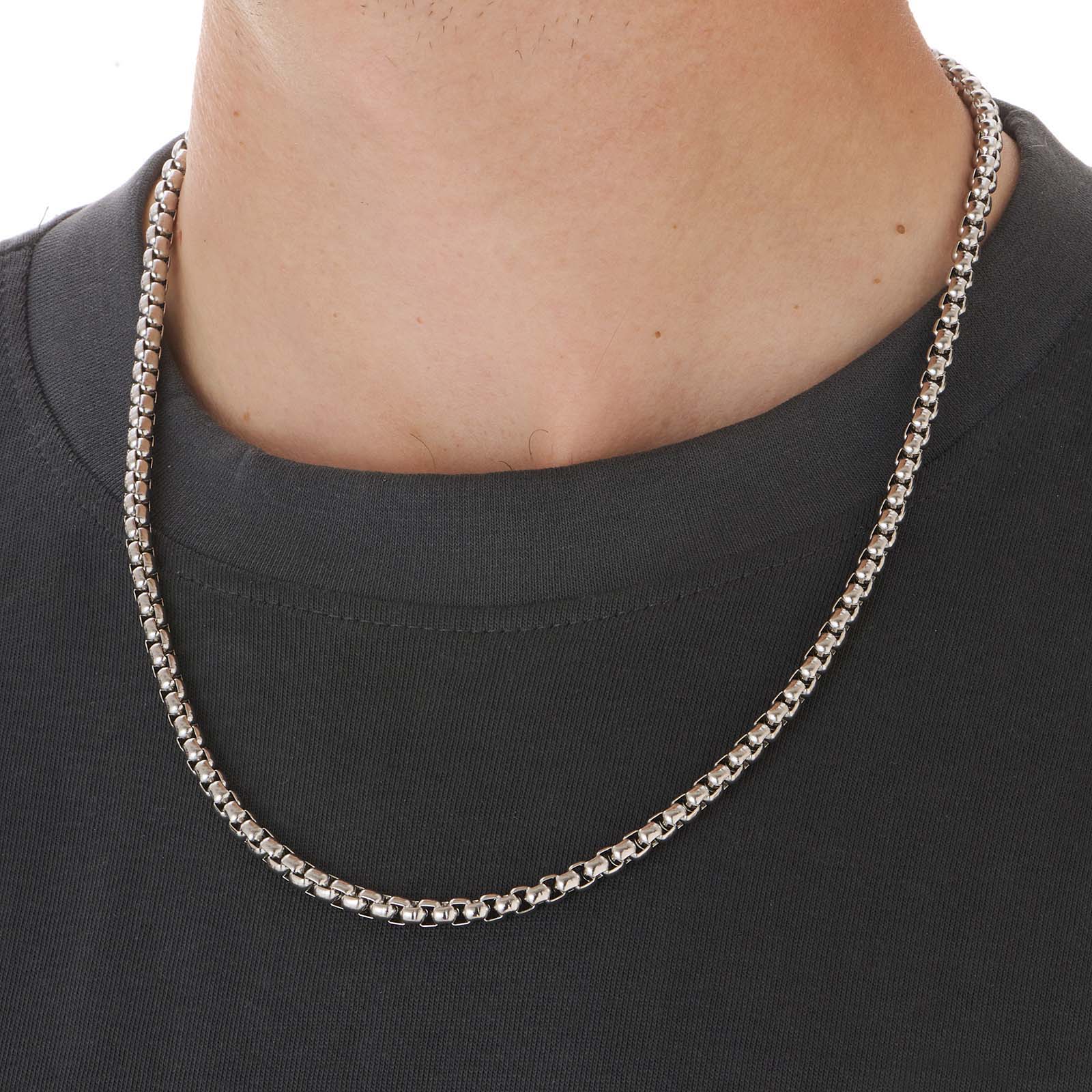Stålhalsband herr, boxchain - 55+5 cm