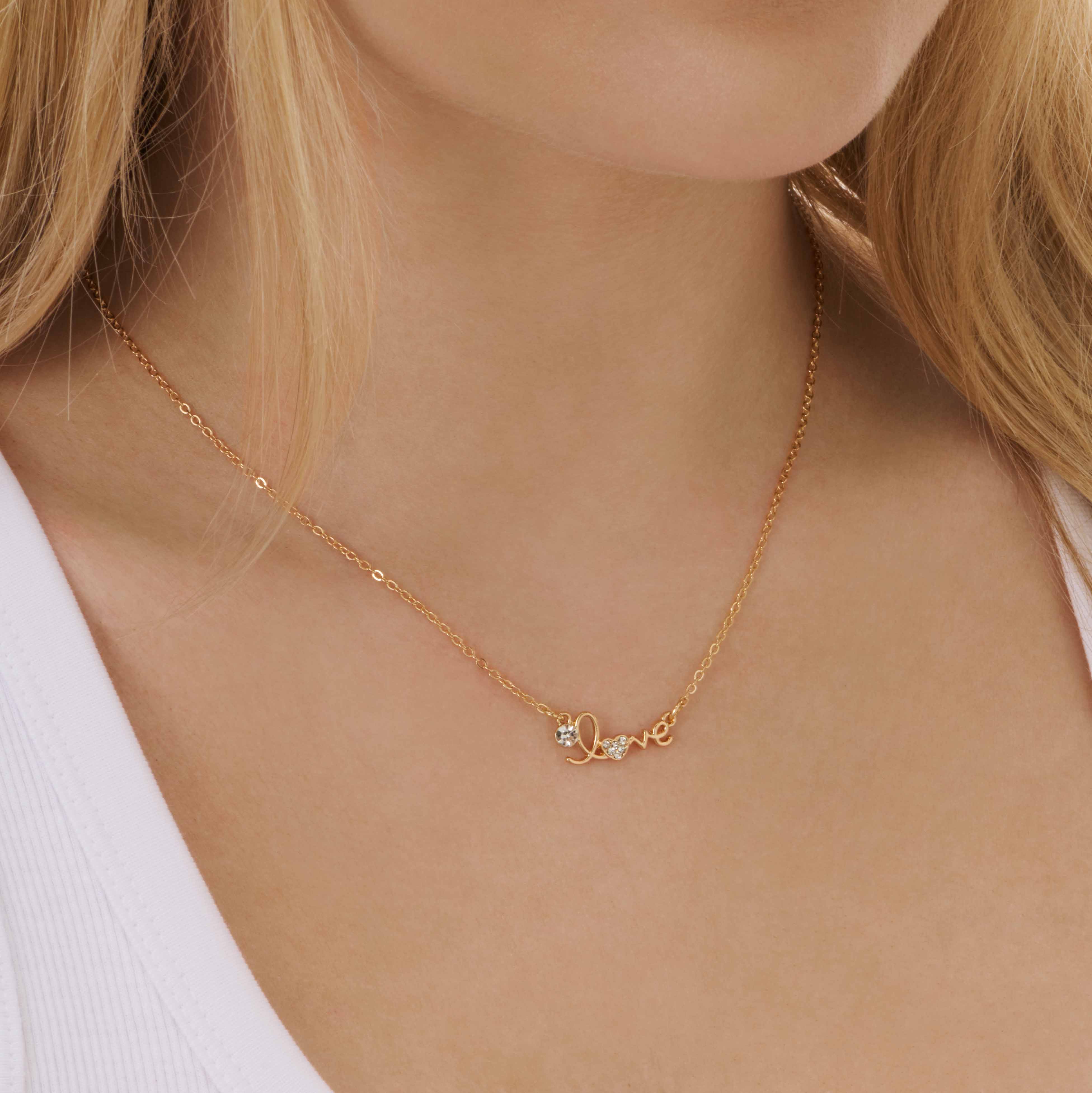 Guldfärgat halsband "LOVE" - 42+7cm