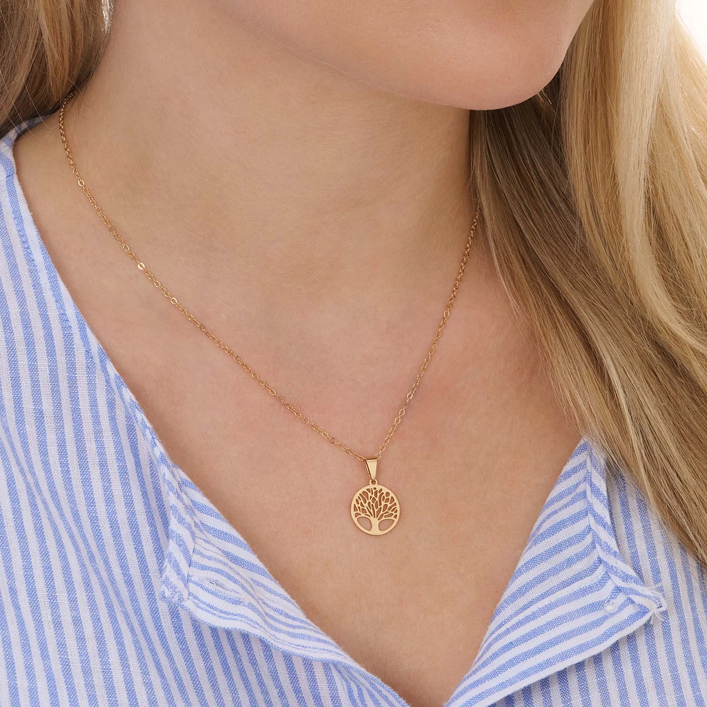 Guldfärgat halsband, livets träd - 42+7 cm