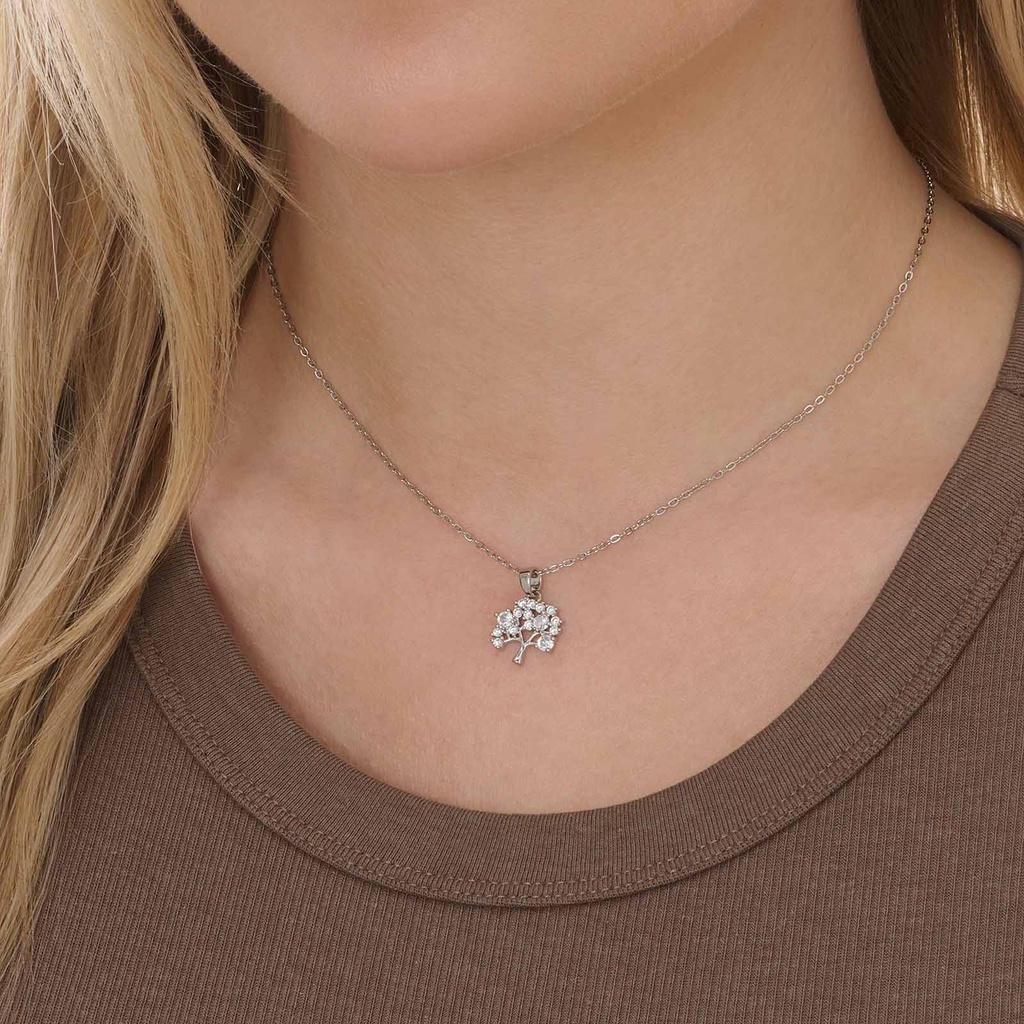 Silverfärgat halsband, livet städ med kristaller - 42+7 cm