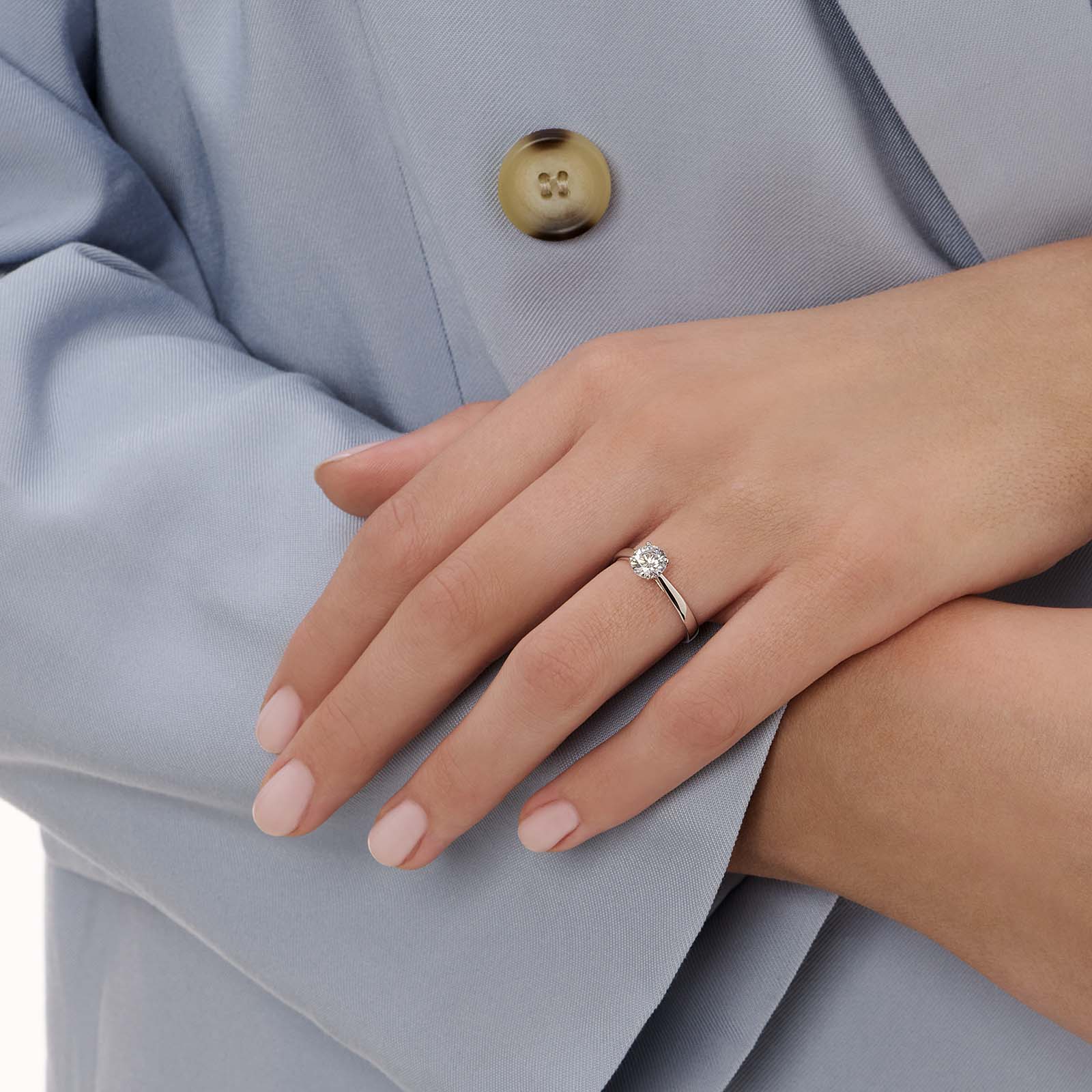 Solitärring 18k vitguld med 1,0 ct labbodlad diamant