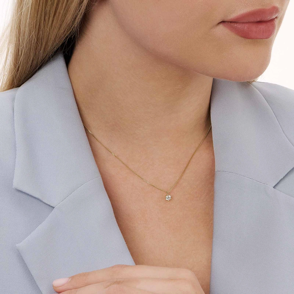 Halsband 18k guld med 0,3 ct labbodlad diamant - 42+3cm