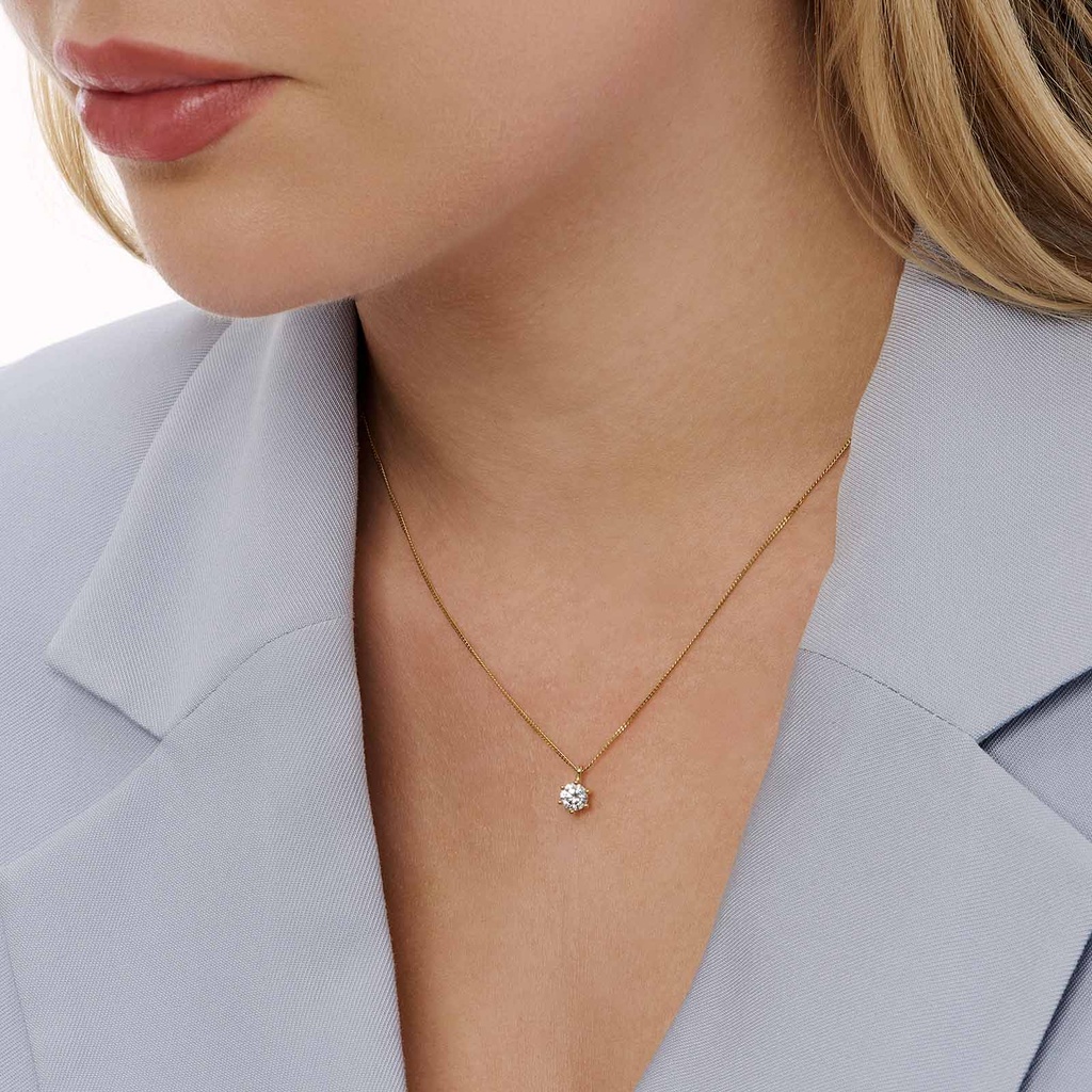 Halsband 18k guld med 0,5 ct labbodlad diamant - 42+3cm