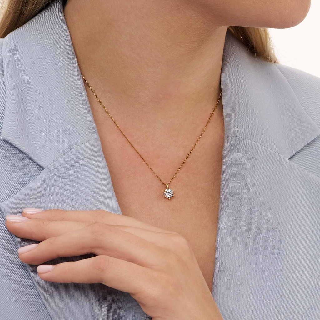 Halsband 18k guld med 1,0 ct labbodlad diamant - 42+3cm