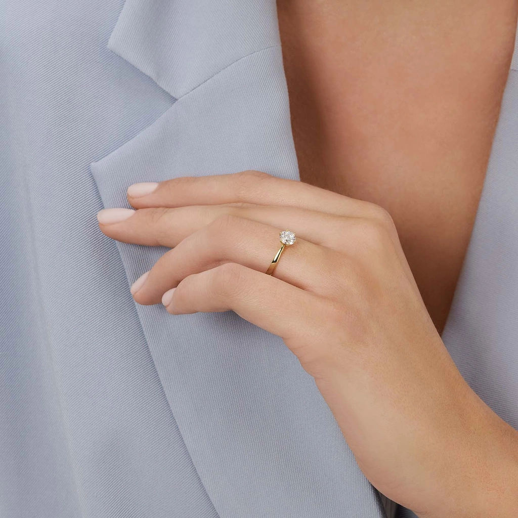 Solitärring 18k guld med 0,7 ct labbodlad diamant - 18,5