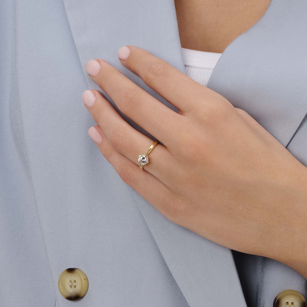 Solitärring 18k guld med 1,0 ct labbodlad diamant - 16