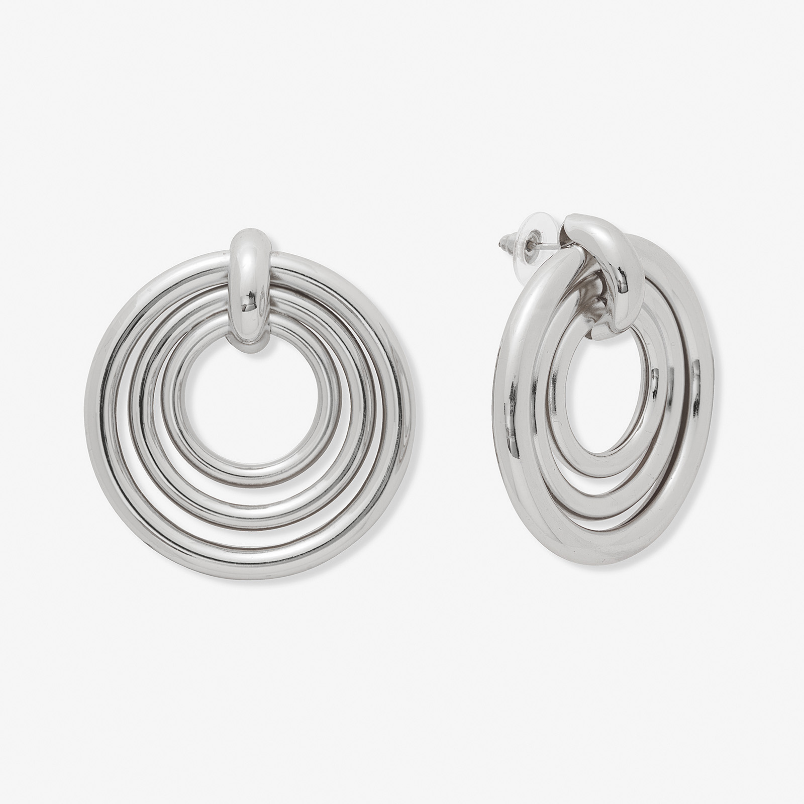 Silverfärgade örhängen, tre ringar - 45 mm