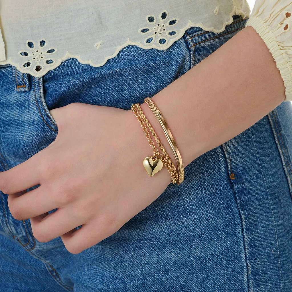 3-pack guldfärgade armband - 19,5+5 cm