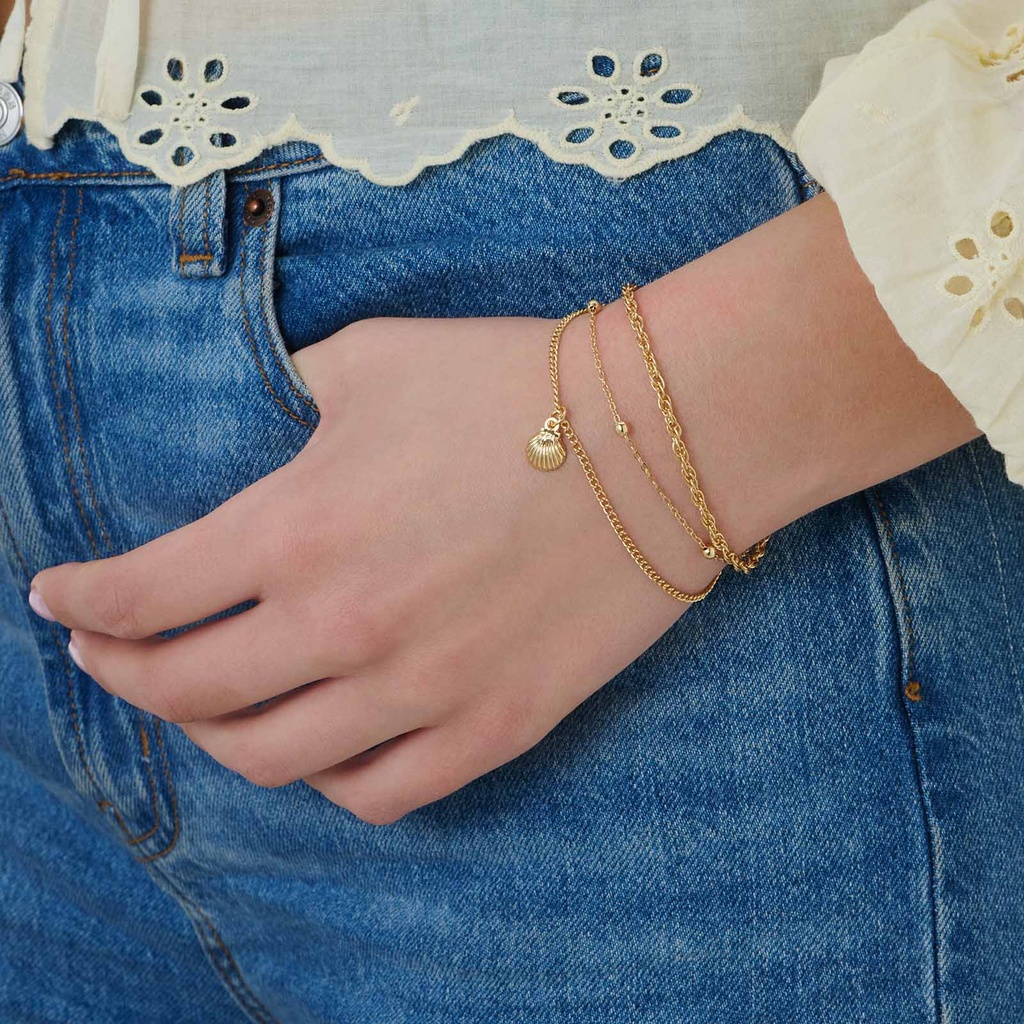 3-pack guldfärgade armband - 17,5+5 cm