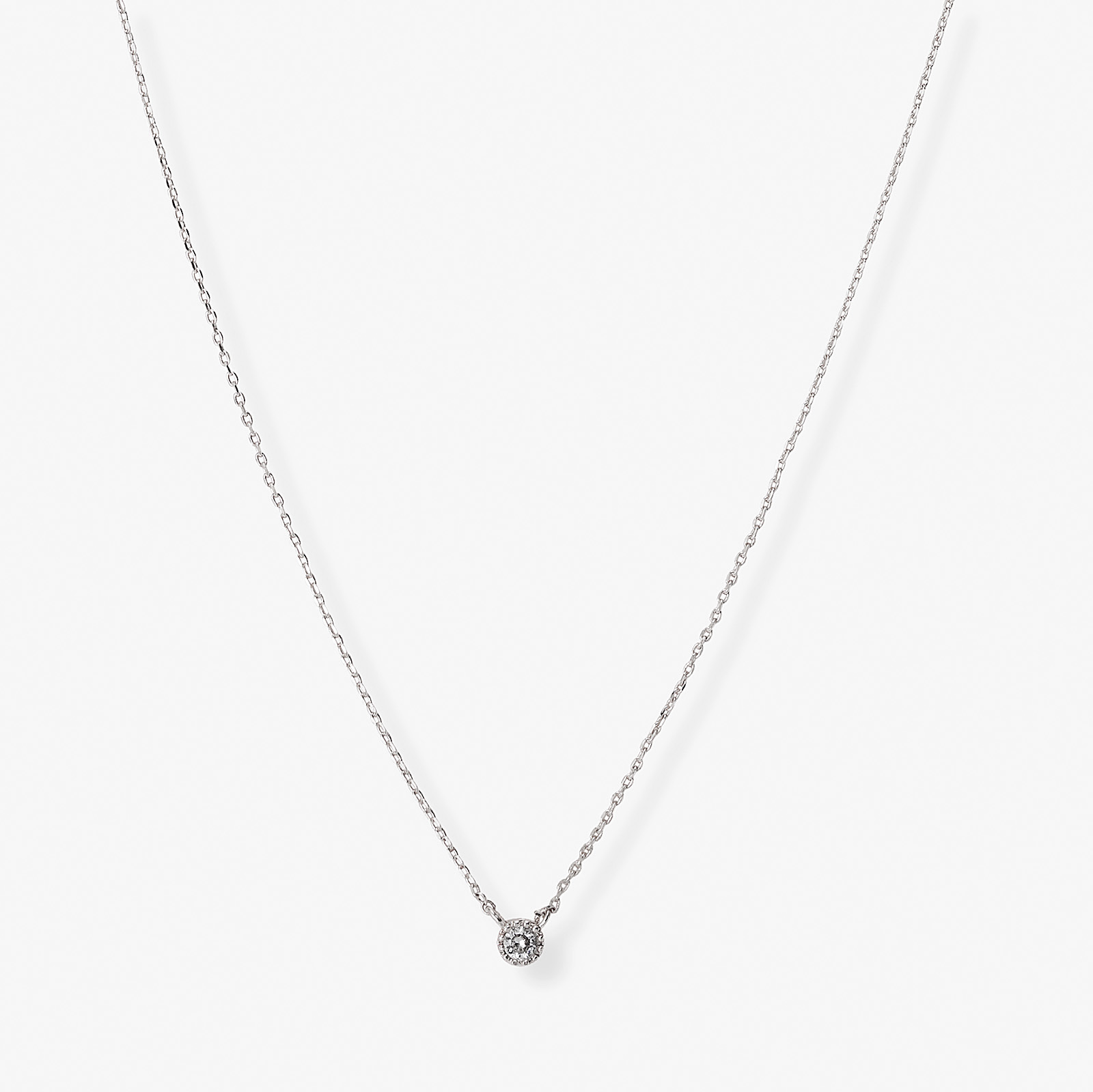 Silverfärgat halsband, liten sten - 42+7 cm