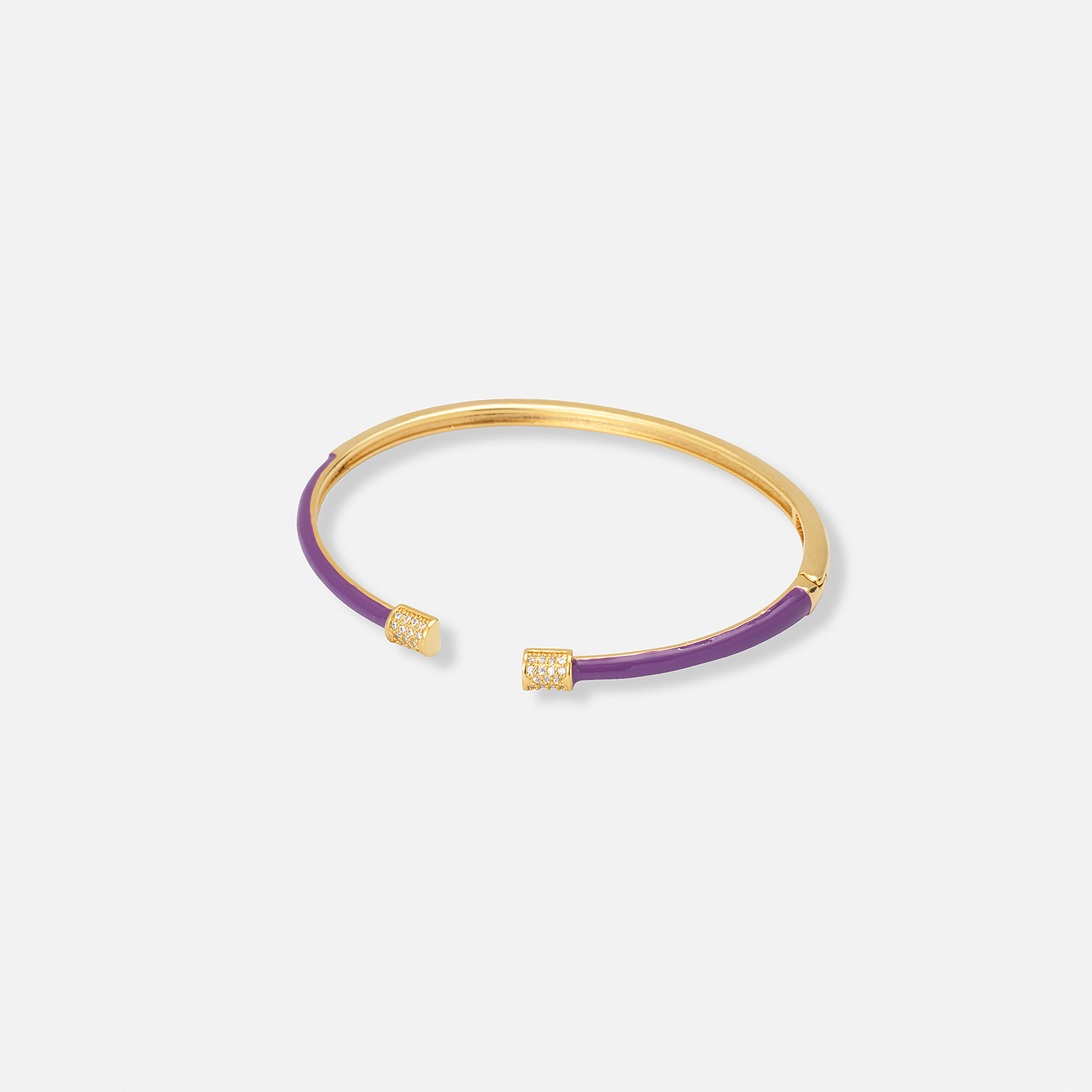 Guldpläterat armband, bangle lila detaljer - 60x50 mm