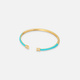 Guldpläterat armband, bangle ljusblå detaljer - 60x50 mm
