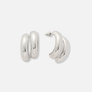 Silverfärgade örhängen, C-hoops två rader - 30 mm