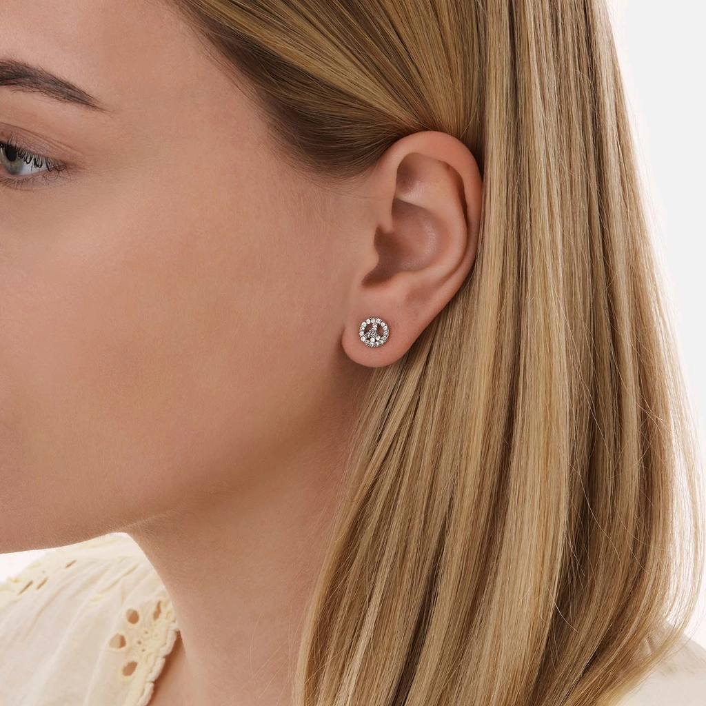 Silverfärgade örhängen, peacetecken - 8 mm