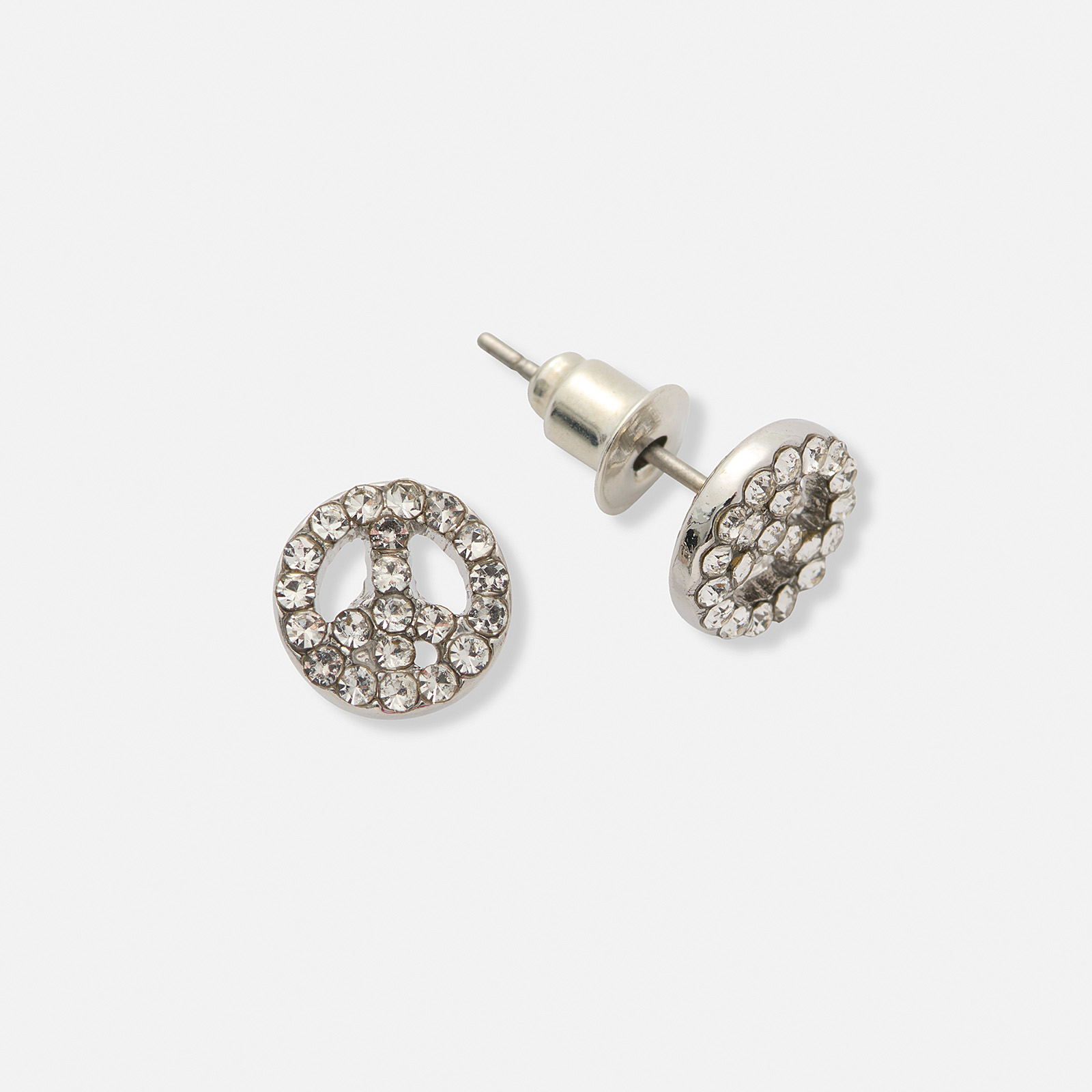 Silverfärgade örhängen, peacetecken - 8 mm