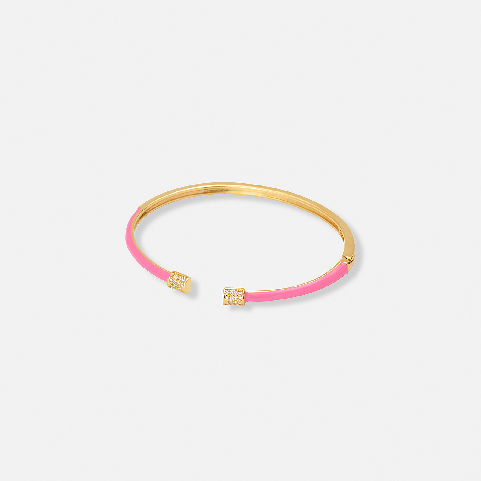 Guldpläterat armband, bangle rosa detaljer - 60x50 mm