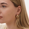 Guldfärgade örhängen, C-hoops två rader - 30 mm