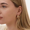 Guldfärgade örhängen, C-hoops två rader - 30 mm
