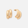 Guldfärgade örhängen, C-hoops två rader - 30 mm