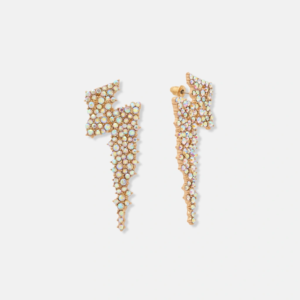 Guldfärgade örhängen, blixtar med pärlor - 55mm