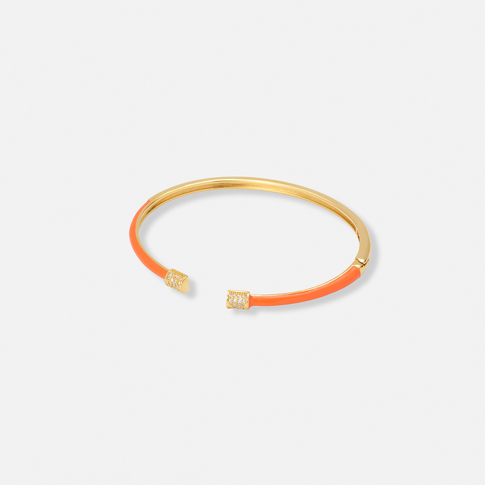 Guldpläterat armband, bangle orange detaljer - 60x50 mm
