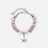 Silverfärgat armband, rosa detaljer & sjöstjärna - 18+5 cm