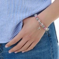 Silverfärgat armband, rosa detaljer & sjöstjärna - 18+5 cm
