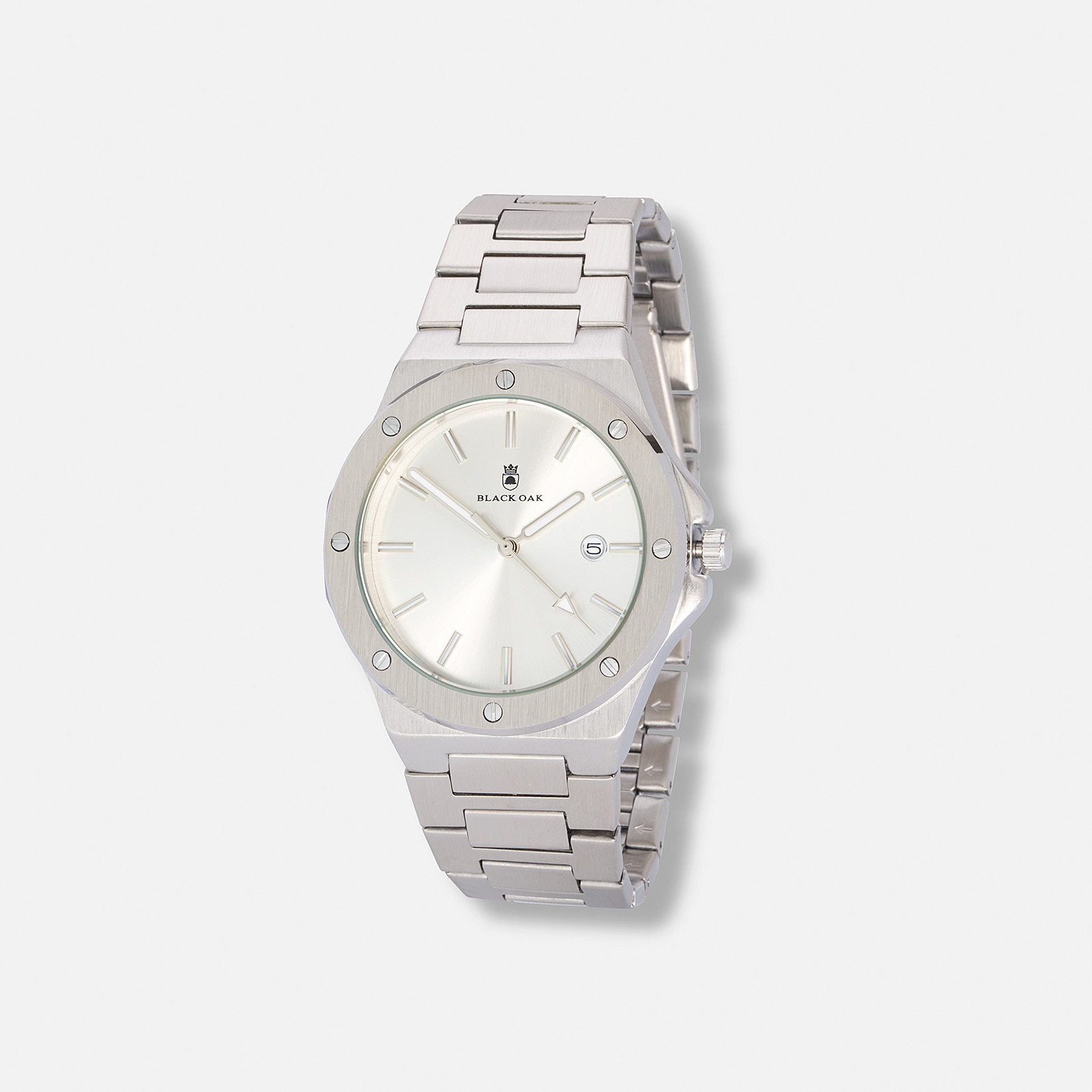 Black Oak Legend herrklocka metallband silver/vit - 42 mm