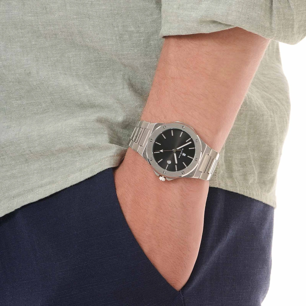 Black Oak Legend herrklocka metallband silver/svart - 42 mm