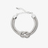 Silverfärgat armband, dubbel ormkedja m. knut - 18+5 cm.