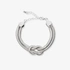 Silverfärgat armband, dubbel ormkedja m. knut - 18+5 cm.