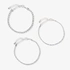 3-pack silverfärgade tennisarmband - 17+5 cm