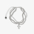 3-radigt silverrfärgat armband, kors - 18+5 cm