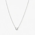 Silverfärgat halsband, hästsko med kristaller - 42+7 cm